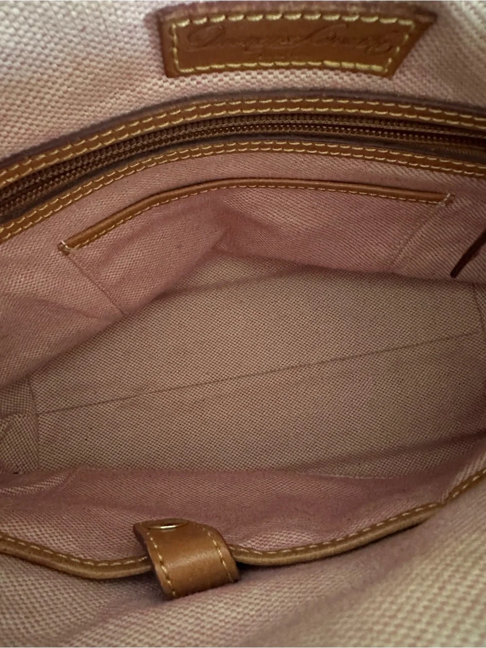 Dooney & Bourke Pebble Grain Leather Satchel Crossbody - Bone/Tan